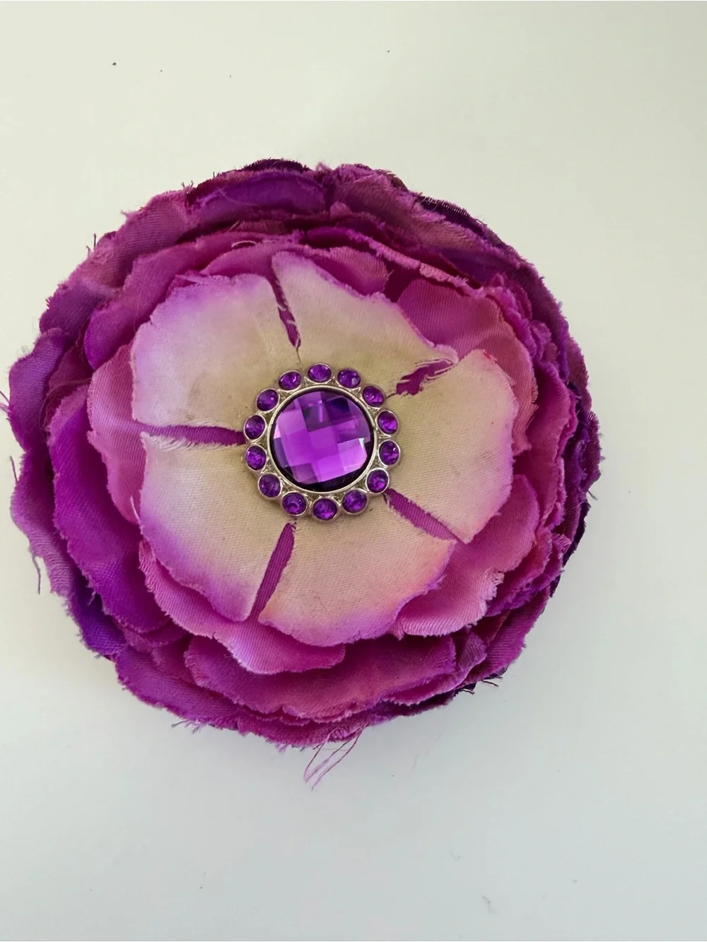 Purple Flower Hair Clip Rhinestone Center Large Floral Hair Accessory Boutique